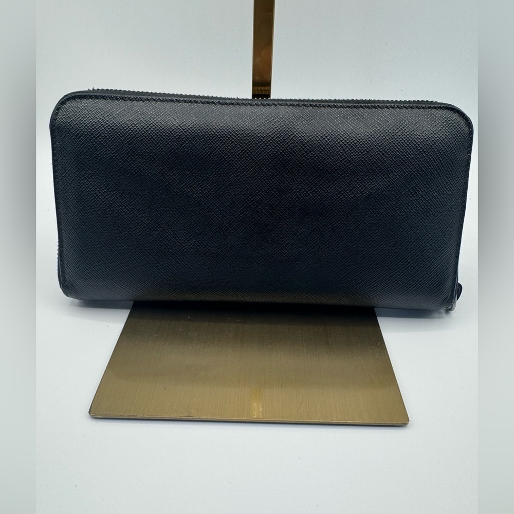 Prada Saffiano Leather Large Zipper Wallet Black Gunmetal Hardware - Picture 3 of 13